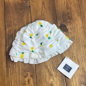 Janie and jack white pineapple print swim cap protective wear 12-24 months